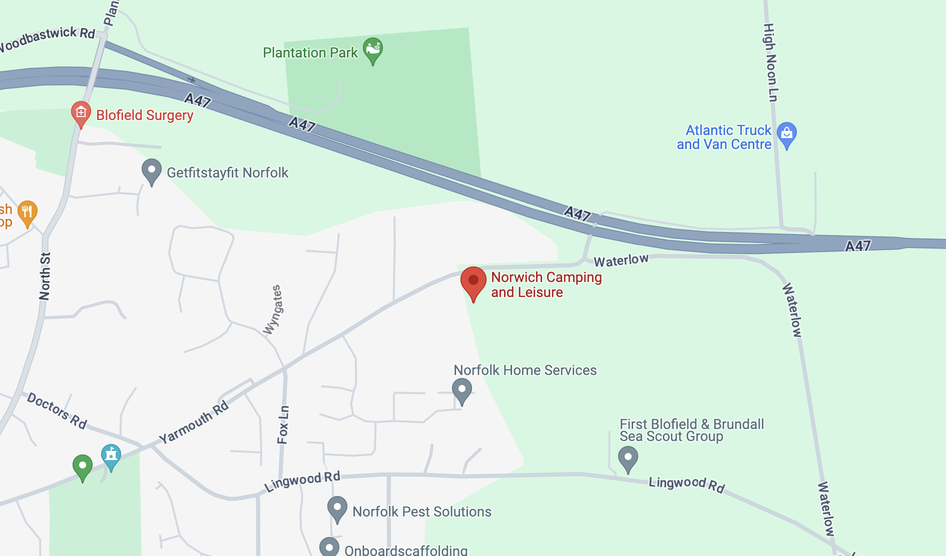 Map of pin for Norwich Camping and Leisure